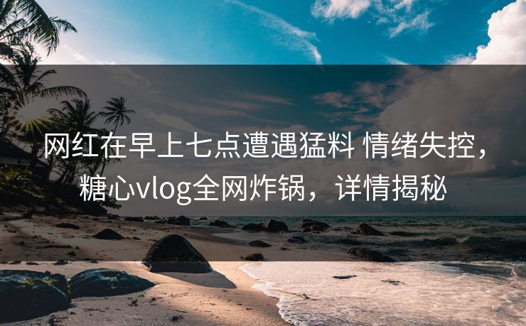 网红在早上七点遭遇猛料 情绪失控，糖心vlog全网炸锅，详情揭秘