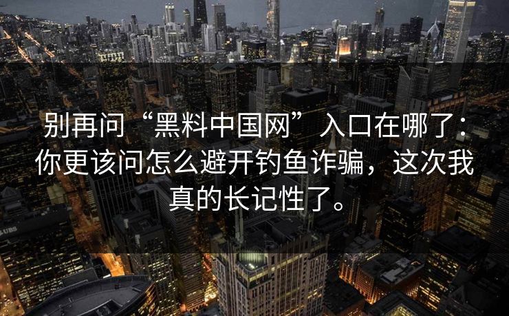 别再问“黑料中国网”入口在哪了：你更该问怎么避开钓鱼诈骗，这次我真的长记性了。