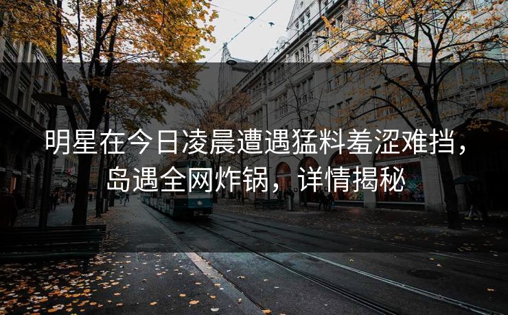 明星在今日凌晨遭遇猛料羞涩难挡,岛遇全网炸锅,详情揭秘 明星在今日凌晨遭遇猛料羞涩难挡,岛遇全网炸锅,详情揭秘